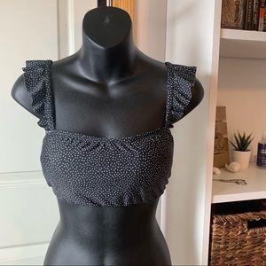 Black polka dot swim bikini top